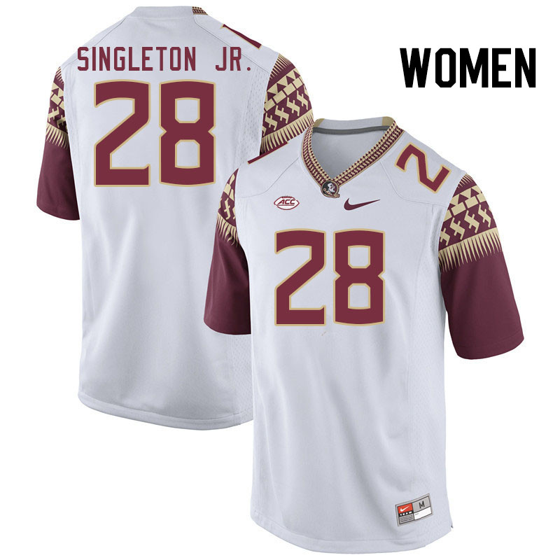 Women #28 Samuel Singleton Jr. Florida State Seminoles College Football Jerseys Stitched Sale-White